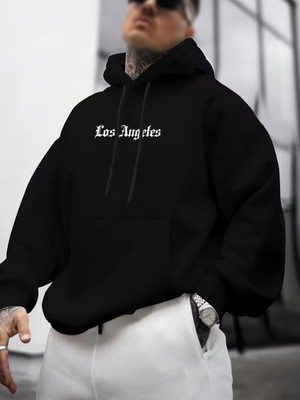 LAYORA Los Angeles'tan Erkek ve Kadınların Trendi Bol Kapüşonlu Terlikleri, Ön ve Arka Baskılarıyla