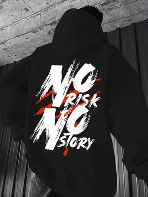 LAYORA Erkek Kapüşonlu Hoodi, "no Rısk No Story" Grafikli