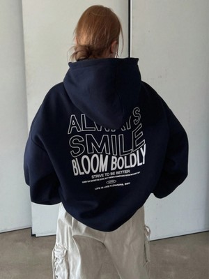 LAYORA Unisex Erkek/kadın Always Renkli Özel Baskılı Pamuklu Oversize Kapüşonlu Sweatshirt