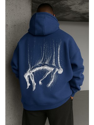 LAYORA Oversize Kapüşonlu Sweatshirt – Sırt Tarafında Soyut Sanat Deseni