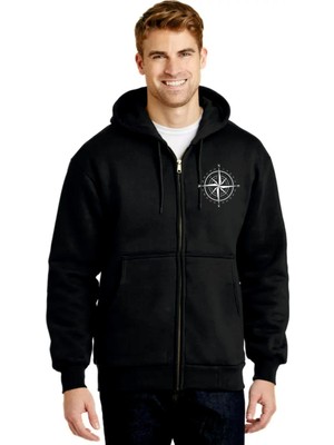 LAYORA 3 Iplık Compass 2 New Oversize Kapşonlu Fermuarlı Sweatshirt