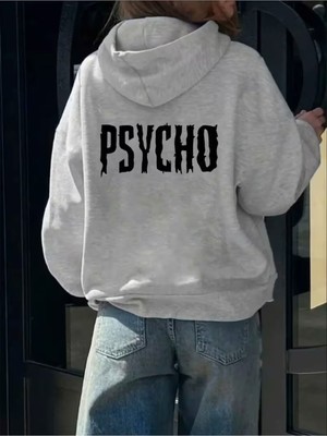 LAYORA Kadınlar Için Psycho Grafik Kapüşonlu Sweatshirt