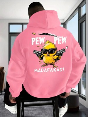 LAYORA Erkek Casual Kapüşonlu Sweatshirt "pew Pew Madafakas!" Grafik Baskı