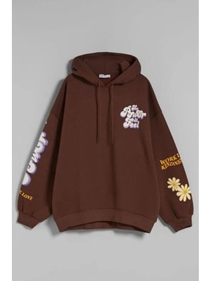 LAYORA Yeni Büyük Boy Çiçek Desenli Kapüşonlu Üst Sıcak Sokak Modası