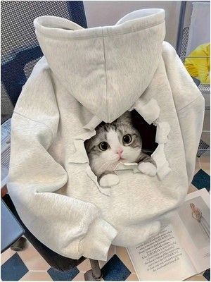 LAYORA Kadın Ilkbahar Sonbahar Grafik Baskılı Uzun Kollu Kapşonlu Sweatshirtler Uzun Kollu Üstler