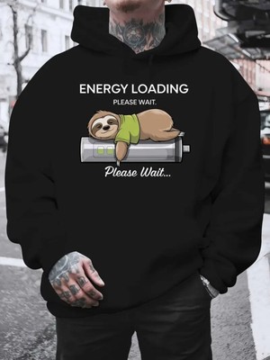 LAYORA Enerji Yükleyici Grafik Kapüşonlu, 3 Iplik Rahat Kazak