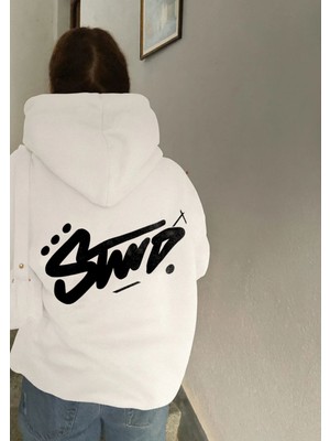LAYORA Yazılı Baskılı Oversize Kapüşonlu Sweatshirt Unisex Kanguru Cepli Streetwear