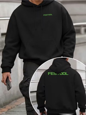 LAYORA Erkekler Için Moda Yaratıcı Tasarım Baskılı Uzun Kollu Bol Kapüşonlu