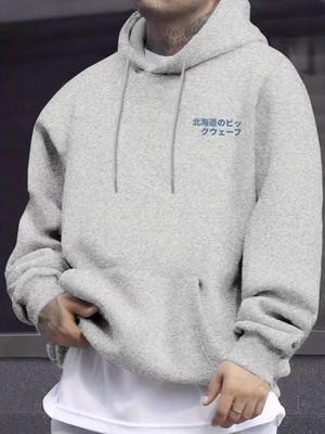 LAYORA Erkekler Için Japon Dalga Desenli Kapüşonlu Sweatshirt