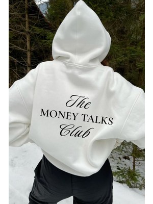 000LAYORA00 Kadın Money Talks Club Baskılı Oversize Sweatshirt