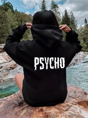 LAYORA Kadınlar Için Psycho Grafik Kapüşonlu Sweatshirt