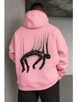 LAYORA Oversize Kapüşonlu Sweatshirt – Sırt Tarafında Soyut Sanat Deseni