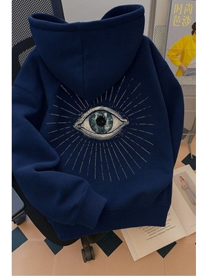LAYORA Göz Grafikli Arka Baskılı, Uzun Kollu, Günlük ve Resmi Kombinler Için Kapüşonlu Sweatshirt