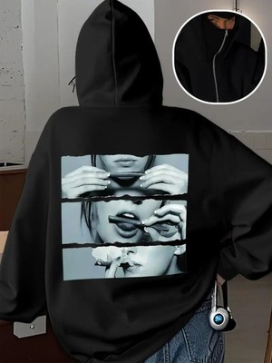 LAYORA Sokak Giyimi Için Bol Kesim Fermuarlı Kazak