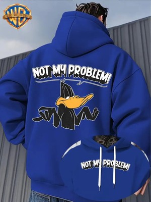 LAYORA Çift Taraflı Baskılı Erkekler Için Rahat Gevşek Ayarlanabilir Kapüşonlu Sweatshirt