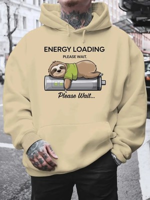 LAYORA Enerji Yükleyici Grafik Kapüşonlu, 3 Iplik Rahat Kazak