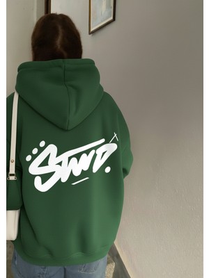 LAYORA Yazlı Baskılı Oversize Kapüşonlu Sweatshirt Unisex Kanguru Cepli Streetwear