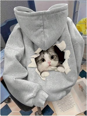 LAYORA Kadın Ilkbahar Sonbahar Grafik Baskılı Uzun Kollu Kapşonlu Sweatshirtler Uzun Kollu Üstler