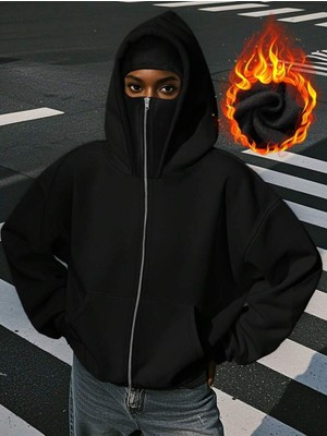 LAYORA Maskeli Polar Hırka – Modern Ninja Tarzı – Kışın Olmazsa Olmazı