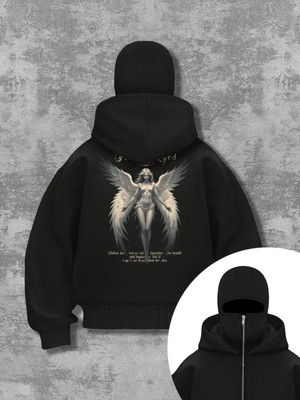 LAYORA Kar Maskeli Ninja Unisex Polar Sweatshirt – Kalın 3 Iplik – Kışlık Rahat Tarz