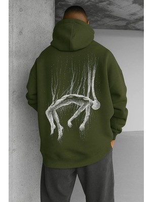 LAYORA Oversize Kapüşonlu Sweatshirt – Sırt Tarafında Soyut Sanat Deseni