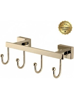 Premium Pirinç Katre Dörtlü Askılık Gold