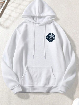 LAYORA Erkek Bol Kesim Ay Hırsızı Baskılı Cepli Kapüşonlu Sweatshirt, Sonbahar/kış