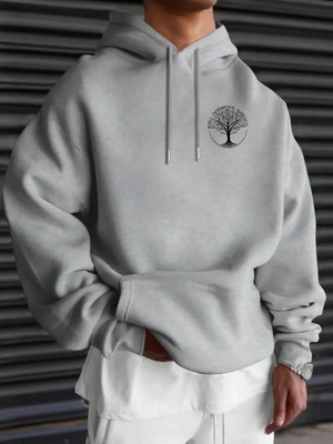 LAYORA "unisex Için Geometrik Desenli Kapüşonlu Sweatshirt