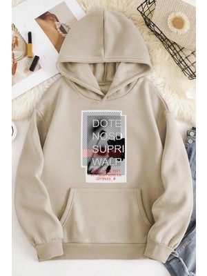 LAYORA Unisex 2ip Şardonlu Dote Nosd Bej Oversize Sweatshirt