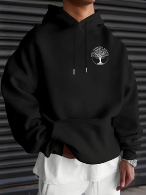LAYORA "unisex Için Geometrik Desenli Kapüşonlu Sweatshirt