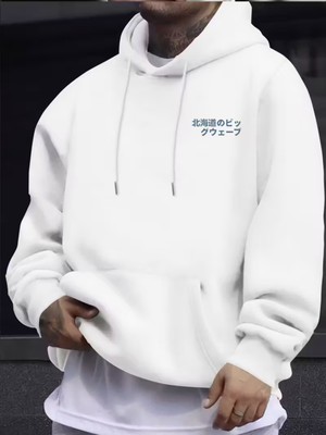 LAYORA Erkekler Için Japon Dalga Desenli Kapüşonlu Sweatshirt