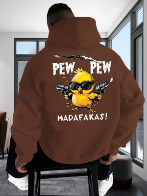 LAYORA Erkek Casual Kapüşonlu Sweatshirt "pew Pew Madafakas!" Grafik Baskı