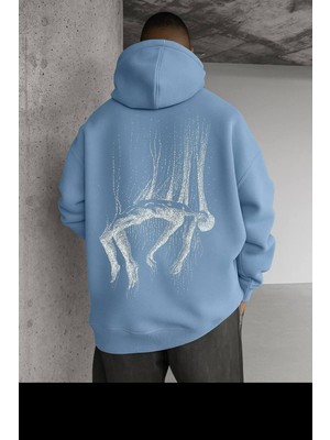 LAYORA Oversize Kapüşonlu Sweatshirt – Sırt Tarafında Soyut Sanat Deseni