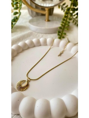 Stainless Steel Çelik Shining Şeffaf Taş Kolye