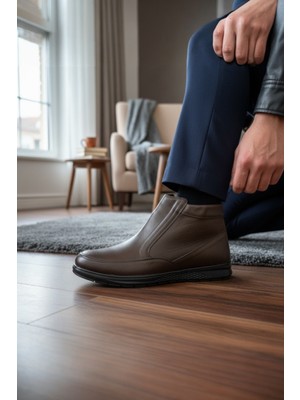 Enoch Hakiki Deri Büyük Numara Sportif Kahverengi Erkek Bot