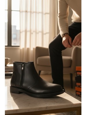 Enoch Hakiki Deri Yan Fermuarlı Dokulu Erkek Bot