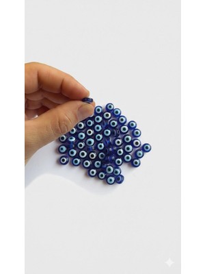 İğne İzi Çift Taraflı 8 mm Nazar Boncuğu 100 Adet