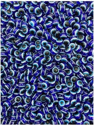 İğne İzi Çift Taraflı 10 mm Nazar Boncuğu 100 Adet