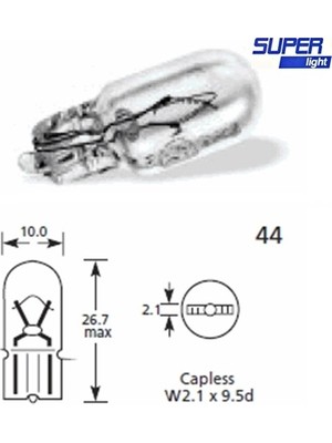 Khi-Zai Super Light T15 Dipsiz Halojen Park Ampulü 12V 5W 1 Adet