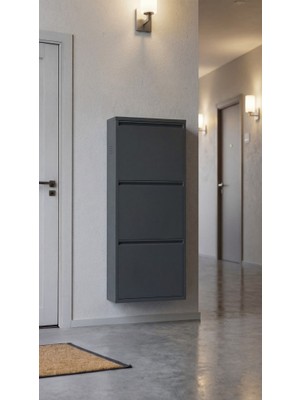 Üçlü Metal Ayakkabılık Premium Antrasit