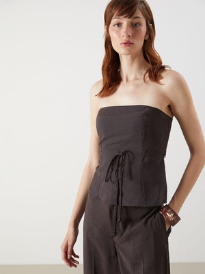 Lc Waikiki Yeni Sezon Straplez Yaka Ipli Crop