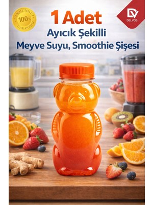 Open Home Concept 1 Adet Ayıcık Şişe – Turuncu Kapaklı, Okul ve Piknik Için Eğlenceli Çocuk Meyve Suyu Şişesi 250 ml