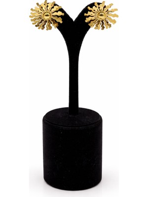 Pangu Güneş Figürlü Altın Renk Çelik Küpe