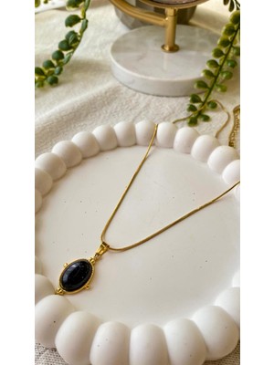 Stainless Steel Çelik Vintage Siyah Kolye