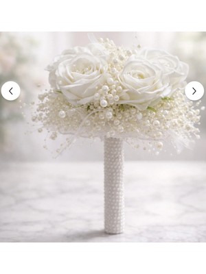 Bioren Inci Masalı – Bol Inci Detaylı Gelin Buketi ( Yaka Çiçekli Gelin Çiçeği, Atma ve Nikah Çiçeği)