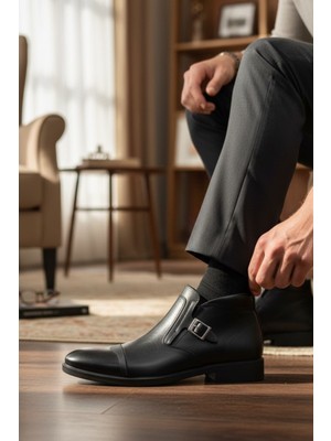 Enoch Hakiki Deri Yanı Toka Detaylı Maskülen Erkek Bot