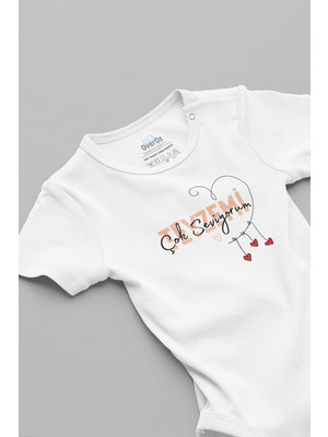 Overoz Teyzemi Çok Seviyorum Yazılı Kısa Kollu Beyaz Bebek Body Zıbın 5736