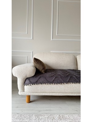 Hisar Home Bohem Dalgalı Ponponlu Koltuk Kanepe Çekyat Örtüsü 90X200