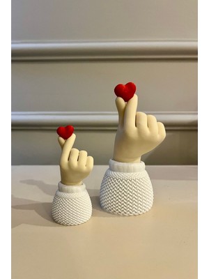 Etkrtl-Korean Heart Ikili Biblo Seti, Kalp Tutan El Sevgililer Günü Hediyelik, 9 cm - 14 cm