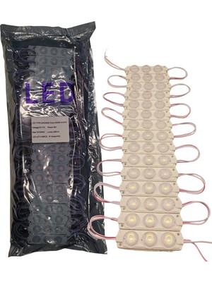 Powerr Led Aydınlatma 100 Adet 12 Volt 3 Watt 3 Lensli 3000K Günışığı 3030 Smd LED Modül IP65 1 Paket